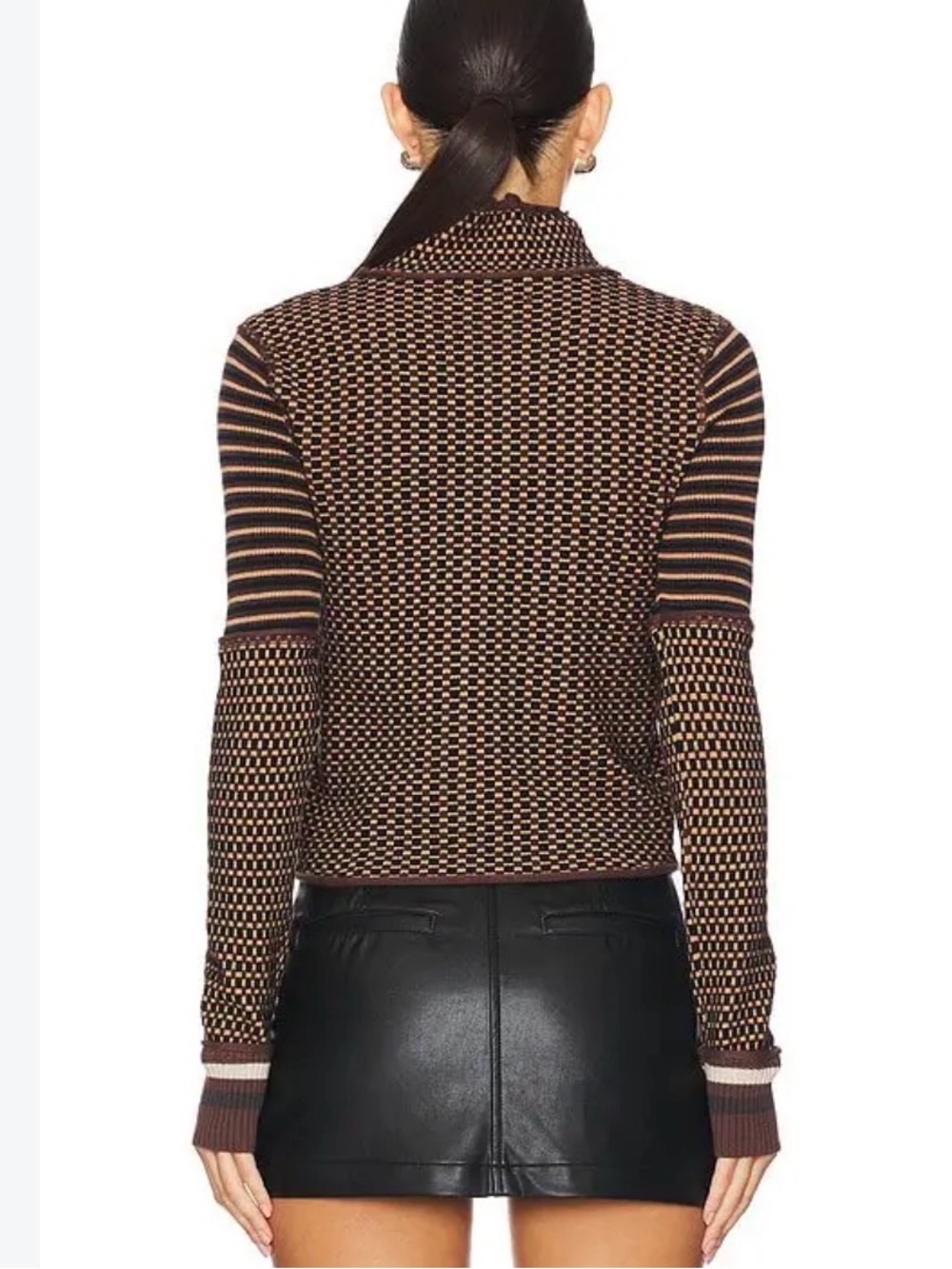 Free People Gamer Cuff Turtleneck Sweater in Black Combo Medium - Picture 2 of 5